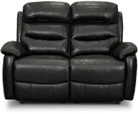 Neff Black Leather Contemporary Power Reclining Loveseat