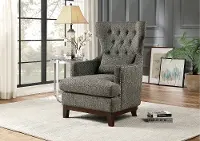Adriano Brown-Gray Wingback Accent Chair