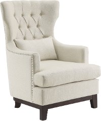 Transitional Beige Upholstered Accent Chair - Adriano