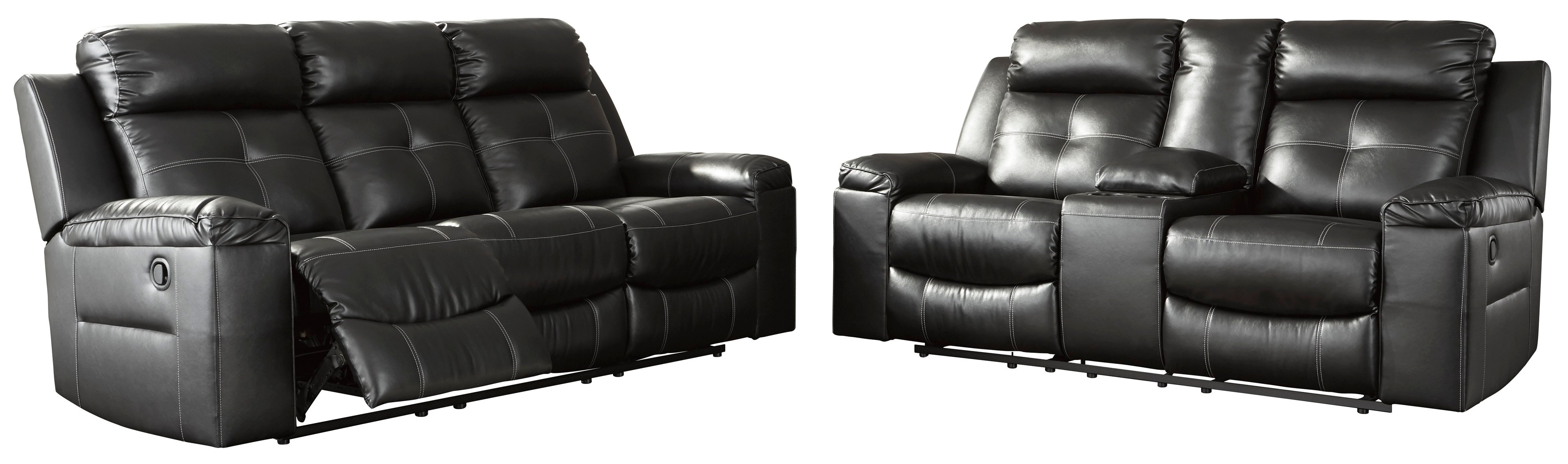 Kempton Contemporary Black Reclining Sofa-3