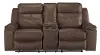 Clearance Jesolo Contemporary Coffee Brown Reclining Loveseat with Console