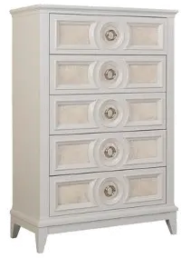 Traditional Pearl White Chest of Drawers - Crystal View