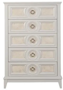 Traditional Pearl White Chest of Drawers - Crystal View-2