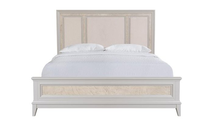 Traditional Pearl White Queen Bed - Crystal View