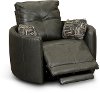 Charcoal Gray Leather Curved Power Swivel Recliner - Waterloo