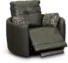 Waterloo Charcoal Gray Leather Curved Power Swivel Recliner
