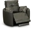 Waterloo Charcoal Gray Leather Curved Power Swivel Recliner