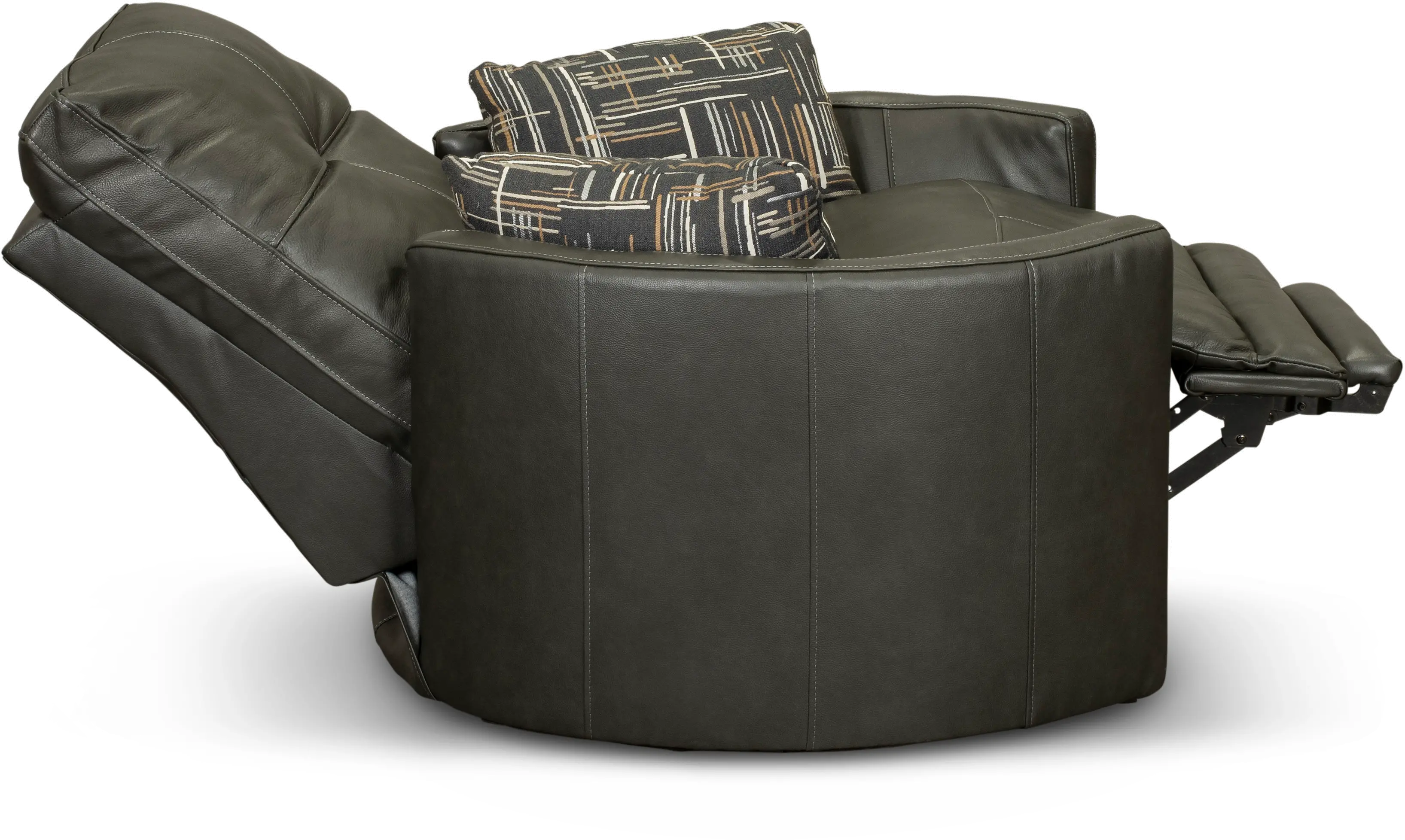 Waterloo Charcoal Gray Leather Curved Power Swivel Recliner-2