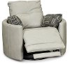 Light Gray Leather Curved Power Swivel Recliner - Waterloo