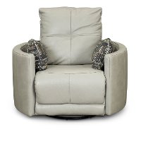 Light Gray Leather Curved Power Swivel Recliner - Waterloo-3