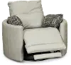 Waterloo Light Gray Leather Curved Power Swivel Recliner