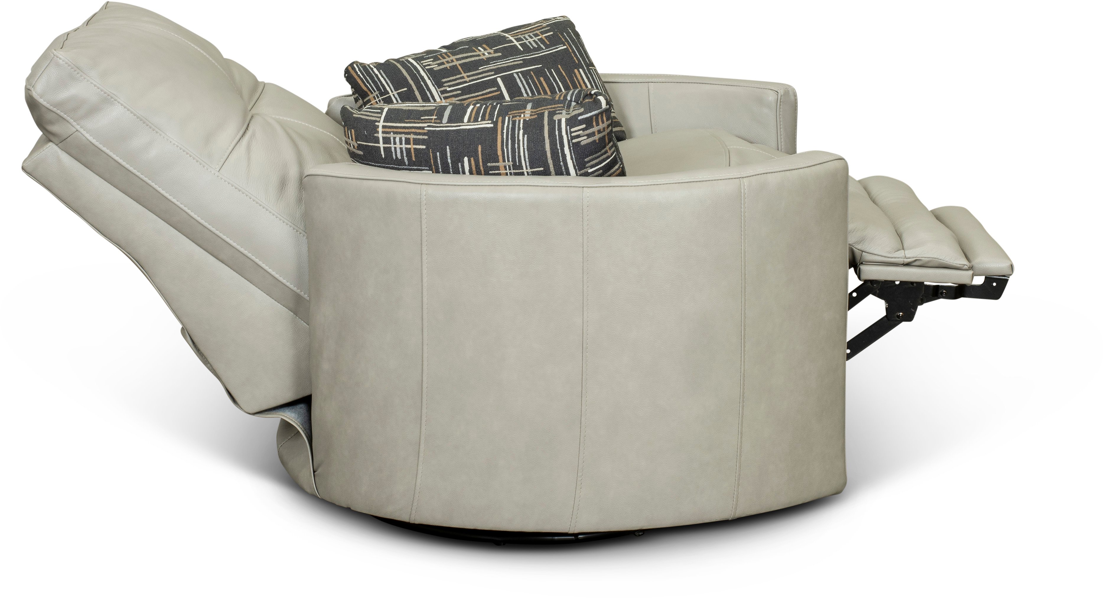 Waterloo Light Gray Leather Curved Power Swivel Recliner-2