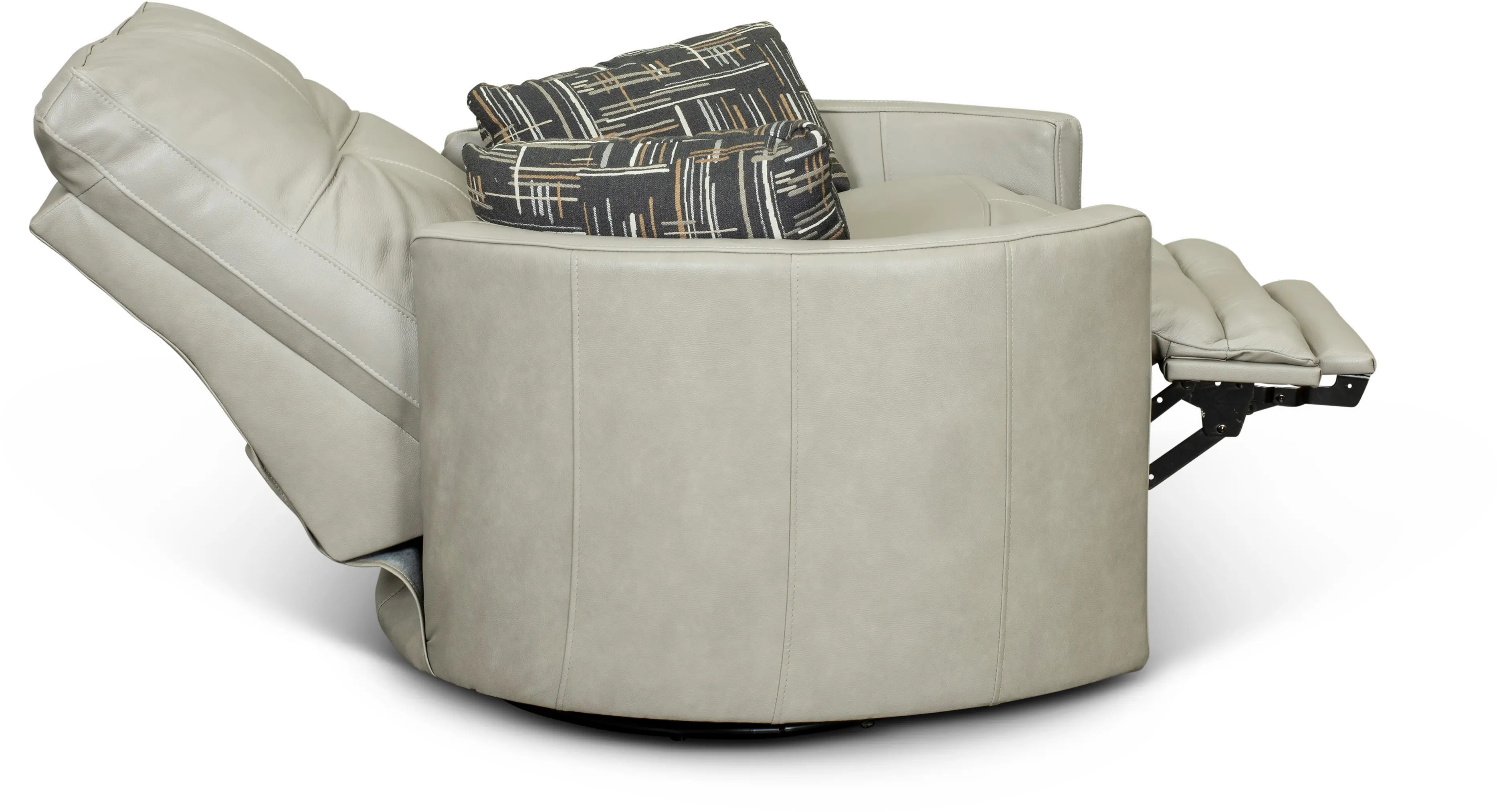 Waterloo Light Gray Leather Curved Power Swivel Recliner-2