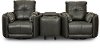 Charcoal Gray Leather 3 Piece Curved Home Theater Seating - Waterloo