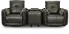 Waterloo Charcoal Gray Leather 3 Piece Curved Home Theater Seating