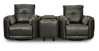 Waterloo Charcoal Gray Leather 3 Piece Curved Home Theater Seating