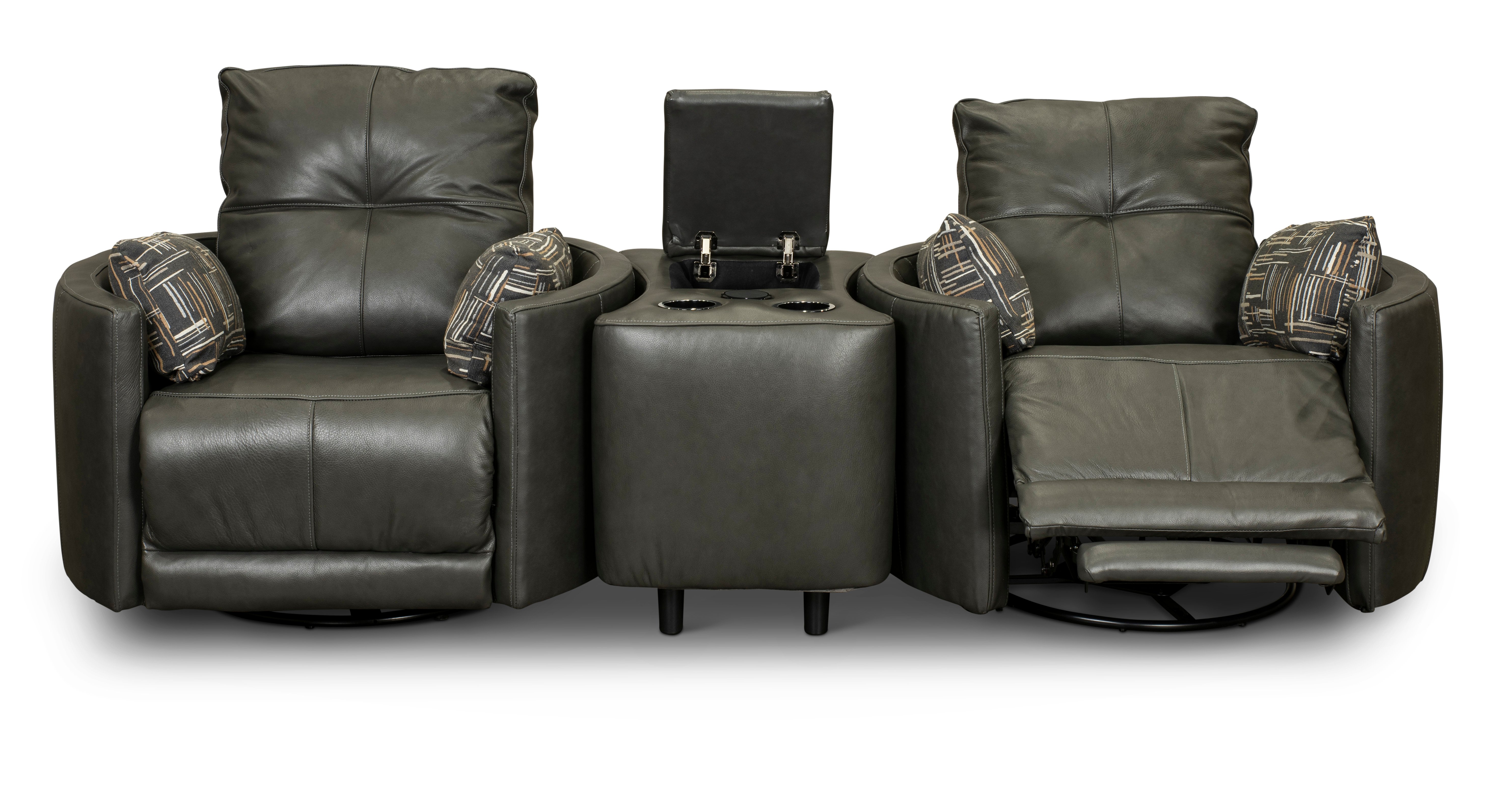 Waterloo Charcoal Gray Leather 3 Piece Curved Home Theater Seating-3