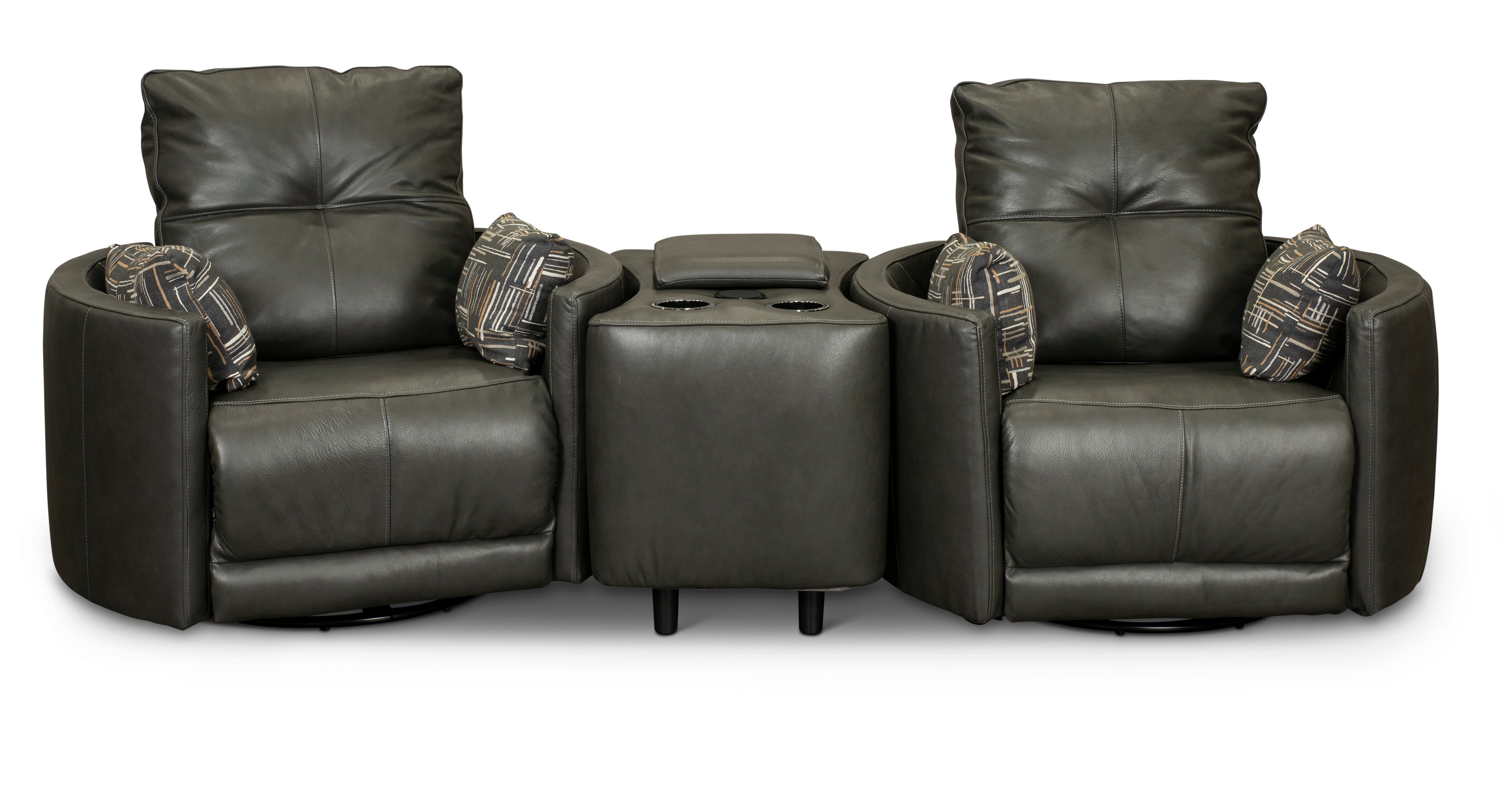 Waterloo Charcoal Gray Leather 3 Piece Curved Home Theater Seating-4