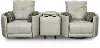 Waterloo Light Gray Leather 3 Piece Curved Home Theater Seating