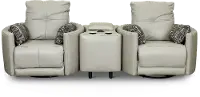 Waterloo Light Gray Leather 3 Piece Curved Home Theater Seating