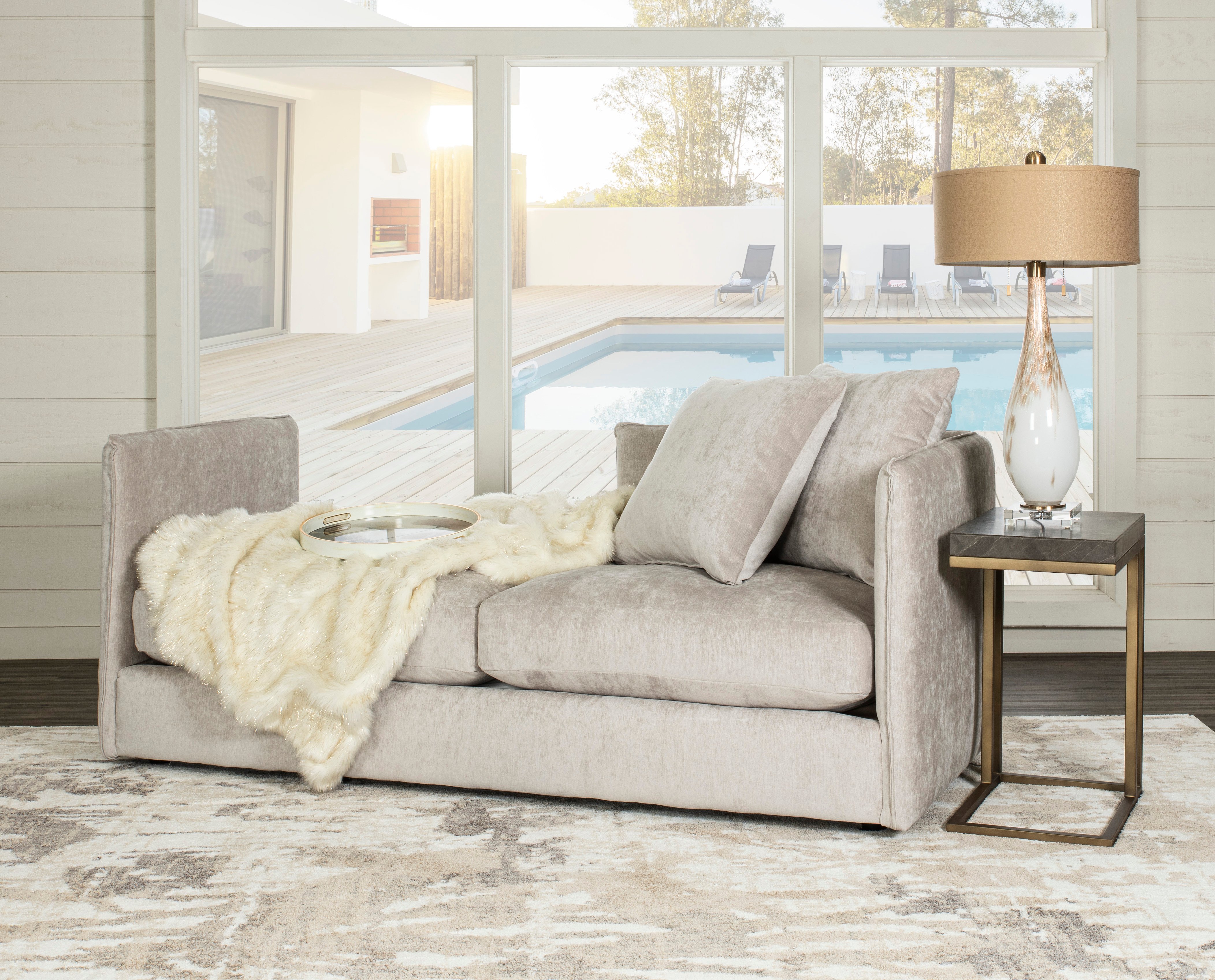 Right Side Facing Fog Gold Upholstered Chaise Lounge - Ansel-5
