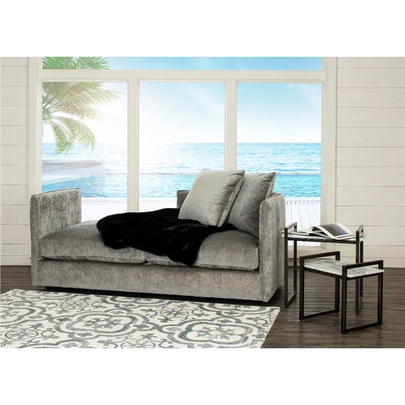 Right Side Facing Smoke Gray Upholstered Chaise Lounge - Ansel