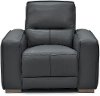 Dark Gray Leather Power Recliner - Jet