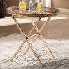 Traditional Moroccan Inspired Matte Gold Finished Metal Foldable Accent Tray Table - Shelia