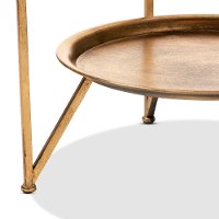 Modern Gold Finished Metal and Mirrored Glass Accent Table with Tray Shelf - Astra-5