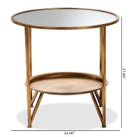Modern Gold Finished Metal and Mirrored Glass Accent Table with Tray Shelf - Astra-6