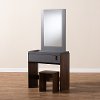 Modern Two Tone Gray and Walnut Bedroom Vanity with Stool