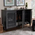152-9166-RCW Modern Dark Gray 3 Door Entryway Shoe Storage Wide Cabinet - Sheenagh