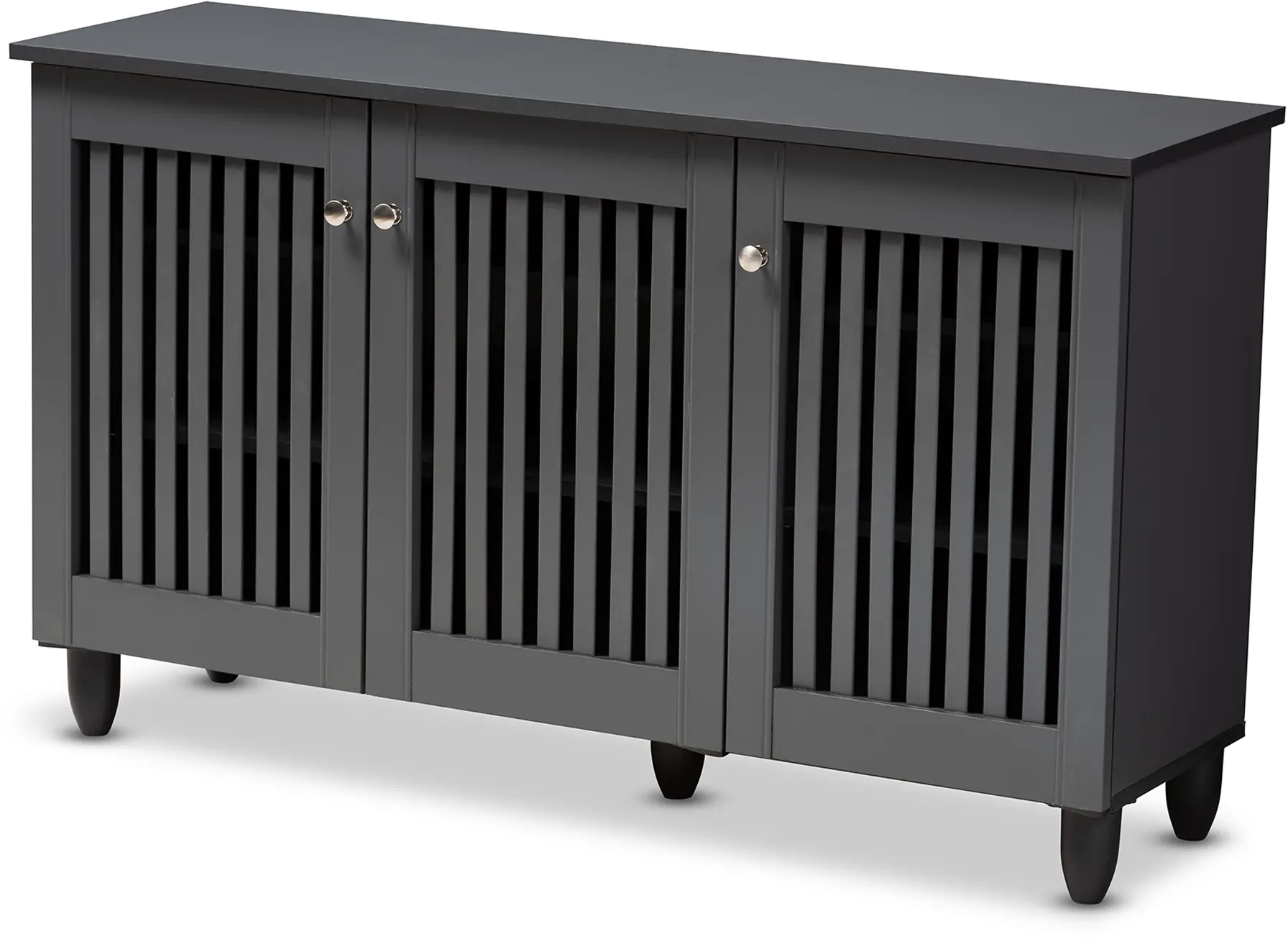 Modern Dark Gray 3 Door Entryway Shoe Storage Wide Cabinet - Sheenagh-3