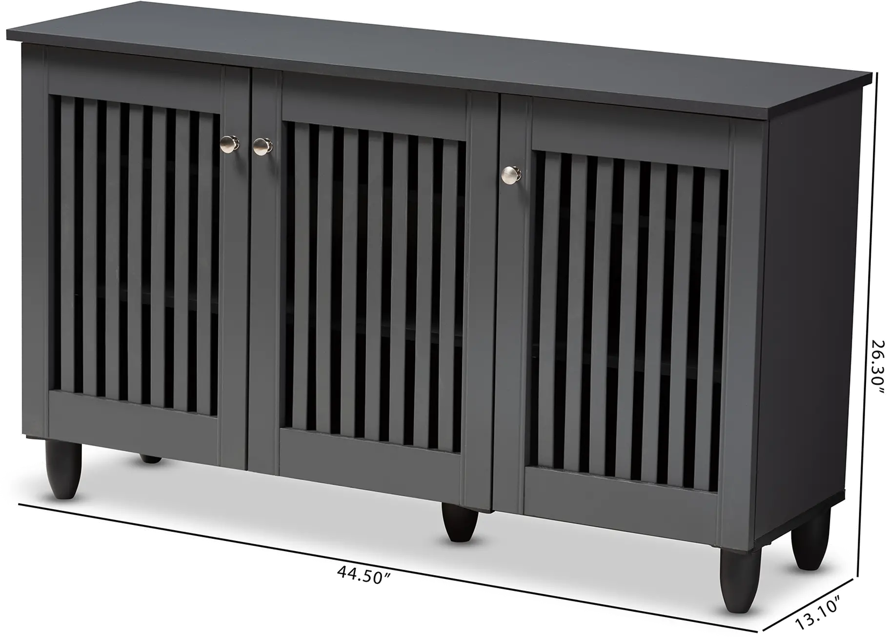 Modern Dark Gray 3 Door Entryway Shoe Storage Wide Cabinet - Sheenagh-8