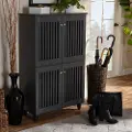 152-9169-RCW Modern Dark Gray 4 Door Entryway Shoe Storage Cabinet - Sheenagh