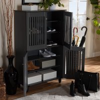 Modern Dark Gray 4 Door Entryway Shoe Storage Cabinet - Sheenagh-2