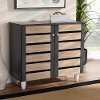 Modern Two Tone Oak and Dark Gray 2 Door Shoe Storage Cabinet - Thom