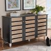 Modern Two Tone Oak and Dark Gray 3 Door Shoe Storage Cabinet - Thom