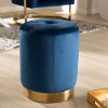 152-9261-RCW Glam Royal Blue Velvet and Gold Finished Ottoman - Rebekah
