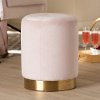 152-9260-RCW Glam Pink Velvet and Gold Finished Ottoman - Rebekah