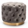 Glam Gray Velvet Tufted Ottoman - Dulcie