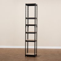 Contemporary Black Metal and MDF 5 Shelf Storage Rack Organizer - Robby-2