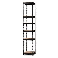 Contemporary Black Metal and MDF 5 Shelf Storage Rack Organizer - Robby-3