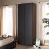 Modern Two Tone Gray and Walnut Wardrobe Storage Cabinet - Scottie