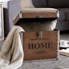 152-9193-RCW Industrial Beige Upholstered Storage Trunk Ottoman - Pollie