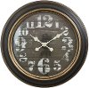 24 Inch Round Black Wall Clock with Golden Trim