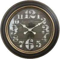 24 Inch Round Black Wall Clock with Golden Trim