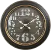 Clearance 24 Inch Round Black Wall Clock with Golden Trim