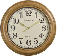 24 Inch Round Natural Light Brown Wall Clock with Cream Face