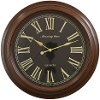 24 Inch Round Brown Wall Clock with Black Face